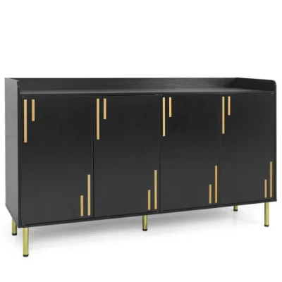 Costway 55" Buffet Cabinet With 4 Doors And 5 Metal Legs Modern Credenza-black