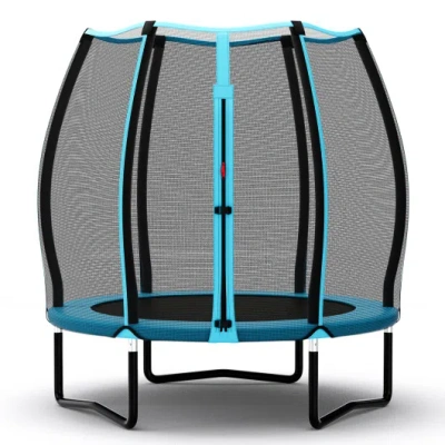 Costway 55 Inch Trampoline For Kids Toddler Mini Trampoline With Safety Enclosure Net-blue In Multi