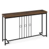 Costway 55" Industrial Console Table With H-shaped Base-brown In Multi