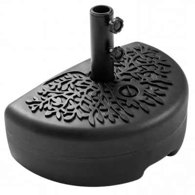 Costway 55 Lbs Half Round Patio Umbrella Base For Deck Lawn Poolside-black