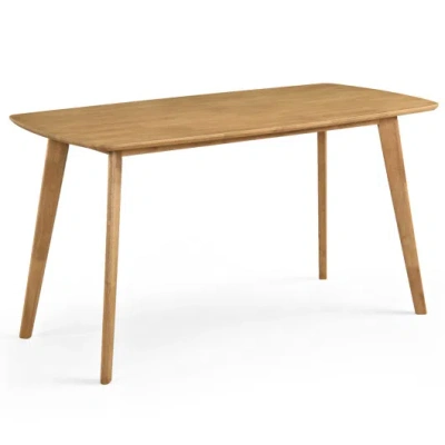 Costway 55" Solid Wood Dining Table For 4-6 People With Rounded Edges-natural