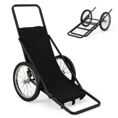 Costway 550 Lbs Folding Deer Game Cart With Polyester Liner For Hunting In Black