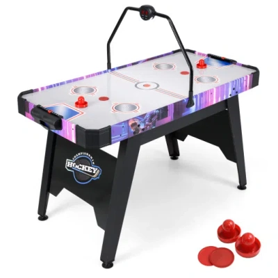 Costway 56 Inch Air Hockey Table With Led Digital Scoreboard And Powerful 12v Motor-white In Black