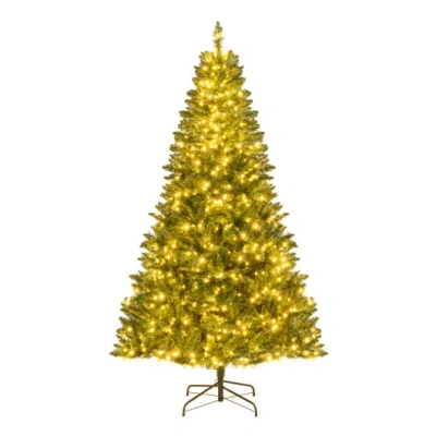 Costway 5/6/7 Feet Artificial Christmas Tree Hinged Xmas Tree With 7 Lighting Modes-7 Feet In Multi