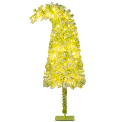 Costway 5/6/7 Ft Whimsical Christmas Tree With Bendable Top And 216/290/366 Branch-5 Ft In Gold
