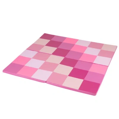 Costway 58 Inch Toddler Folding Activity Floor Mat Foam Baby Play Mat-pink In Multi