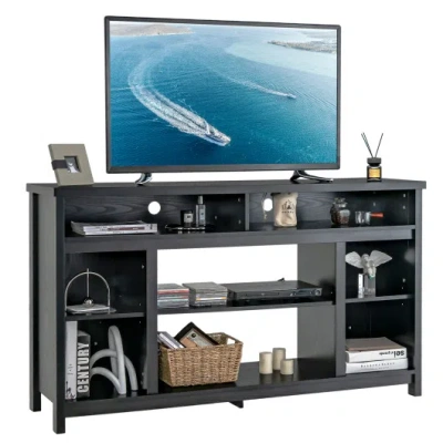 Costway 58 Inch Tv Stand Entertainment Console Center With Adjustable Open Shelves-black