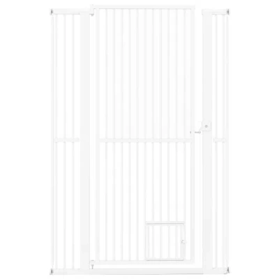 Costway 59" Extra Tall Pet Gate Heavy-duty Metal Cat Gate With Wide Opening-white