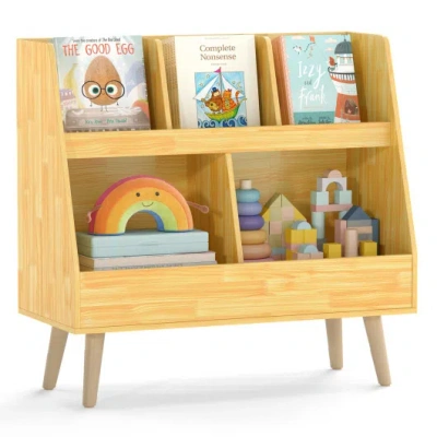 Costway 5-cube Kids Bookshelf And Toy Organizer With Anti-tipping Kits-oak In Multi
