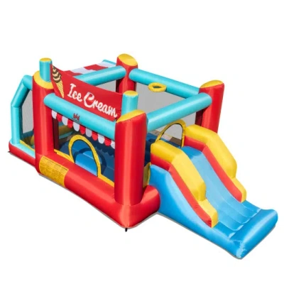 Costway 5-in-1 Ice Cream Inflatable Bounce House With Ball Pit And Slide Without Blower In Multi