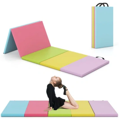 Costway 5-panel Folding Gymnastics Mat For Kids-green In Multi