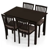 Costway 5-piece Dining Table Set For 4 Rectangular Kitchen Table With 4 Upholstered Chairs-dark Brown In Black