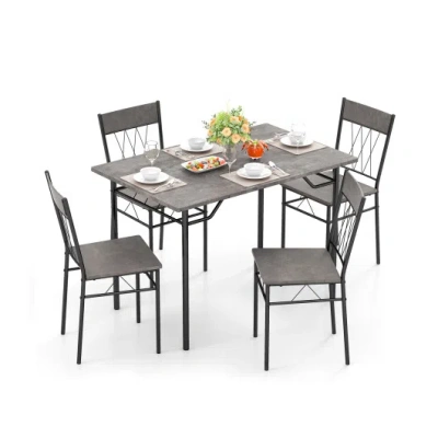 Costway 5-piece Dining Table Set For 4 With Kitchen Table And 4 Dining Chairs-gray