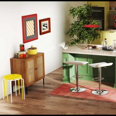 Costway 5-piece Kitchen & Dining Bundle: Adjustable Bar Stools (set Of 2) + Stackable Stools (set Of 6) + Ra In Multi