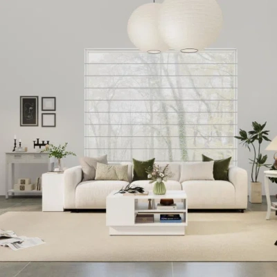 Costway 5-piece Modern Living Room Furniture Set: Side Table+coffee Table+console Table+bookcase+corner Shel In Metallic