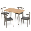 Costway 5-piece Space-saving Dining Table Set Industrial Rectangular Kitchen Table And 4 Armless Chairs-blac In Gray