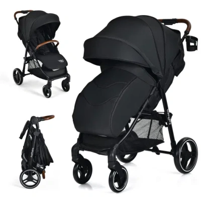 Costway 5-point Harness Lightweight Infant Stroller With Foot Cover And Adjustable Backrest-black