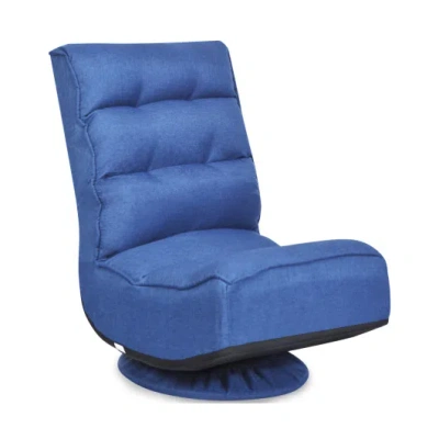 Costway 5-position Folding Floor Gaming Chair-navy In Blue