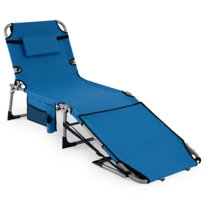 Costway 5-position Outdoor Folding Chaise Lounge Chair-blue