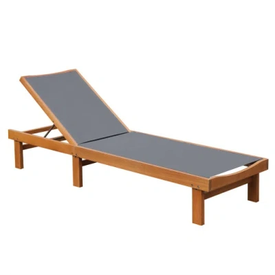 Costway 5-postion Backrest Adjustable Outdoor Wood Chaise Lounge Chair-2 In Multi