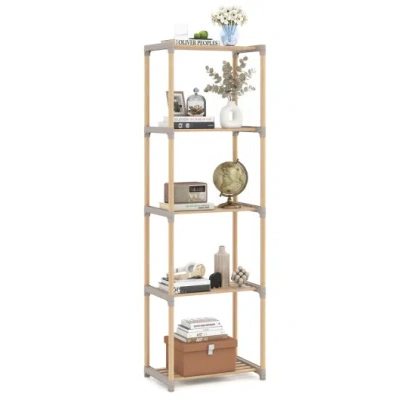 Costway 5-tier Bookshelf With Open Shelves For Home Office And Bathroom-5-tier In Brown