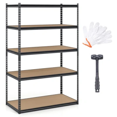 Costway 5-tier Garage Shelving Unit 2200 Lbs Heavy Duty Adjustable Utility Rack-1 Piece In Brown