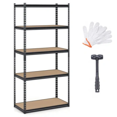 Costway 5-tier Garage Shelving Unit 2200 Lbs Metal Storage Shelves Adjustable Utility Rack-1 Piece In Brown