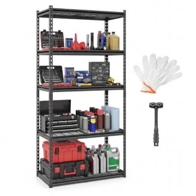 Costway 5-tier Heavy-duty Metal Shelving Unit With Adjustable Wire Rack Set Of 1 In Black