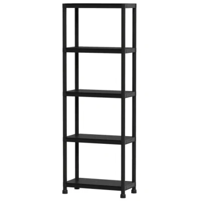 Costway 5-tier Heavy-duty Plastic Storage Shelves Freestanding Garage Shelving Unit In Black