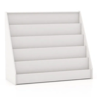 Costway 5-tier Kids Bookshelf With Deep Compartments And Stable Baby Book Case-white In Multi