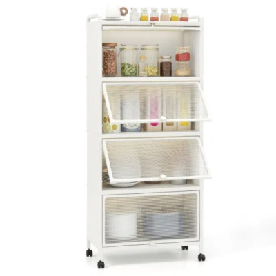 Costway 5-tier Kitchen Storage Baker's Rack With Flip-up Enclosed Doors In White
