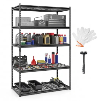 Costway 5-tier Metal Shelving Unit 2000 Lbs Capacity With Adjustable Wire Racks Set Of 1 In Black