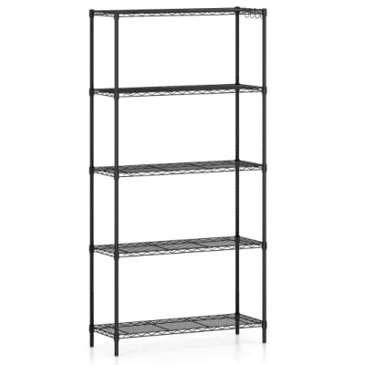 Costway 5-tier Metal Storage Shelving Unit With V-shaped Wire Rack And 1250 Lbs Capacity-black