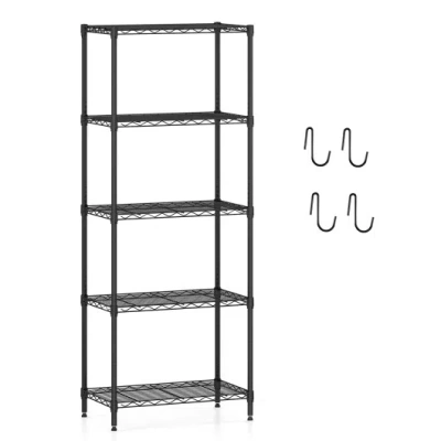 Costway 5-tier Metal Storage Shelving Unit With V-shaped Wire Rack And 750 Lbs Capacity-black