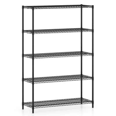 Costway 5-tier Metal Storage Shelving Unit With V-shaped Wire Rack-black