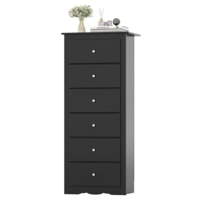 Costway 6 Drawers Chest Dresser Clothes Storage Bedroom Furniture Cabinet-black
