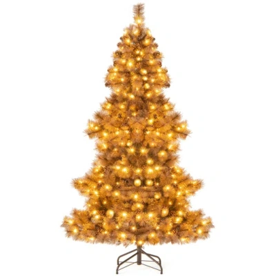Costway 6 Feet Artificial Christmas Tree With 493 Branch Tips For Home Office Carnival In Yellow