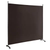 Costway 6 Feet Single Panel Rolling Room Divider With Smooth Wheels-brown In Brown