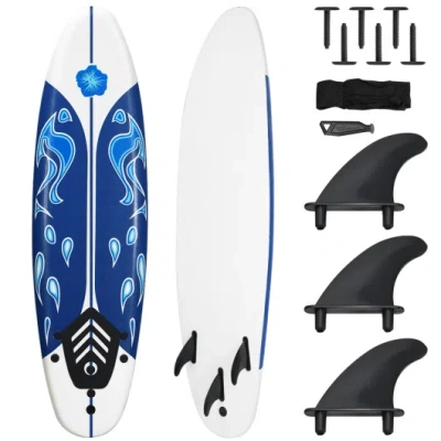 Costway 6 Feet Surfboard With 3 Detachable Fins-white In Multi
