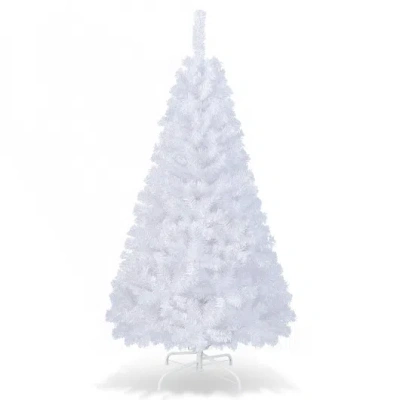 Costway 6 Feet White Artificial Pvc Christmas Tree With Stand-6 Ft In Multi