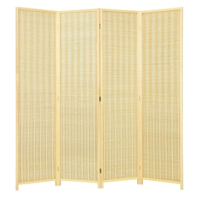 Costway 6 Ft 4 Panel Portable Folding Room Divider Screen-natural In Animal Print