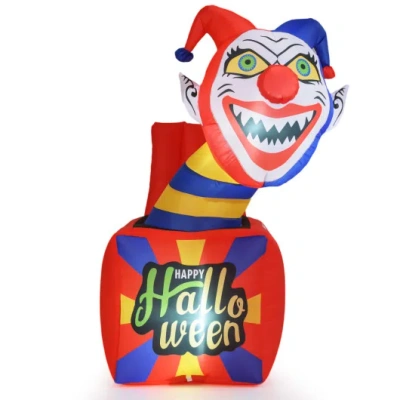 Costway 6 Ft Halloween Inflatable Clown With Led Lights For Indoor Outdoor Porch In Red
