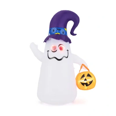 Costway 6 Ft Halloween Inflatables Cute Ghost With Dimming Infinity Mirror Light In Multi