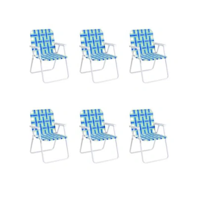 Costway 6 Pcs Folding Beach Chair Camping Lawn Webbing Chair-blue