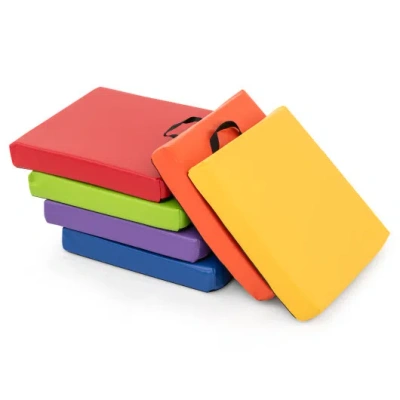 Costway 6 Pcs Square Floor Cushions 16 Inch Soft Sponge Floor Pillows-multicolor