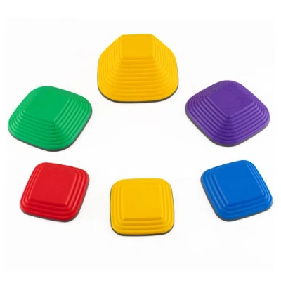 Costway 6 Pieces Kids Stepping Stone Square Balance Blocks Indoor Outdoor-multicolor