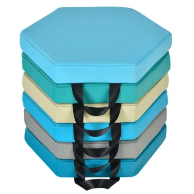 Costway 6 Pieces Multifunctional Hexagon Toddler Floor Cushions Classroom Seating With Handles-blue