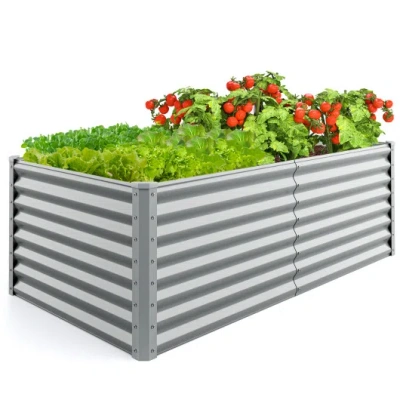 Costway 6 X 3 X 2 Feet Metal Rectangular Raised Garden Bed With Open Bottom Design-gray