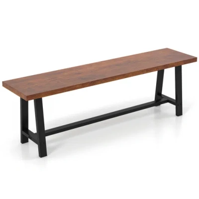 Costway 60 Inch Dining Bench 3 Person Entryway Shoe Bench With Metal Frame-60 Inches In Brown
