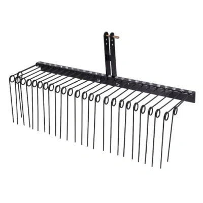 Costway 60 Inch Pine Straw Rake Tow Behind Landscape Rake With 26 Metal Coil Tines-black